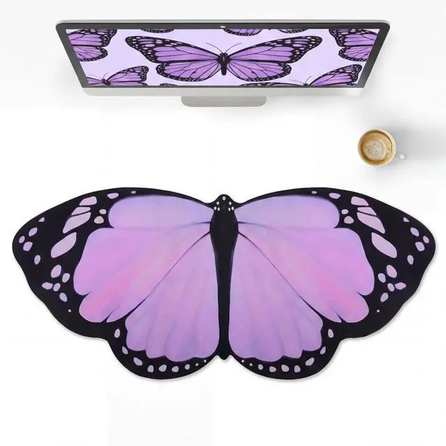 Alt view image 6 of 6 - Large Purple Butterfly Gaming Mouse Pad Desk Mat Decorative Butterfly Keyboard Desk Mat with Non-Slip Base Purple Table Accessories for Office Home Study 35.43 x 15.75 Inches