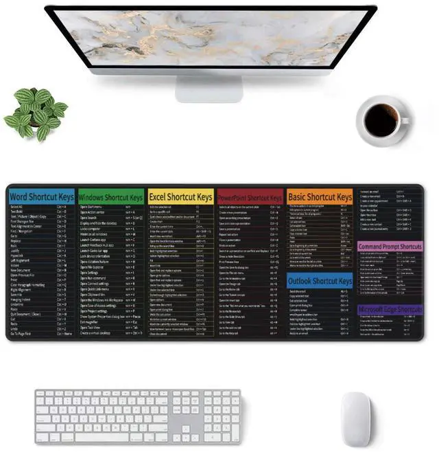 Alt view image 2 of 7 - Excel&Word Cheat Sheet Mouse Pad Large Desk Mat with Non-Slip Rubber Base, 31.5 X 11.8in Gaming Mousepad for Laptop Pc, Office Accessories and Desktop Decor