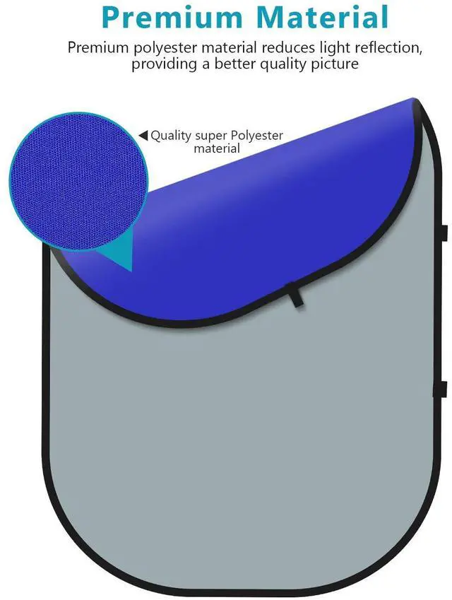Alt view image 4 of 7 - Chromakey Backdrops, Double-Sided Blue and Grey Screen, 2 in 1 Foldable and Reversible Background for Photography, Gaming and Live Streaming, 5 x 6.6 inches/1.5 m x 2 m (Blue/Grey)