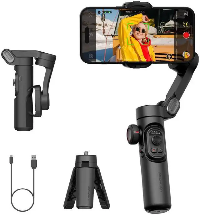 Main image of Gimbal Stabilizer for iPhone Gimbal, Smartphone w/Focus Wheel Face/Object Tracking for iPhone 17 16 15 Pro Max/Android Foldable 3-Axis Handheld Phone Stabilizer for Video Recording -Smart XE