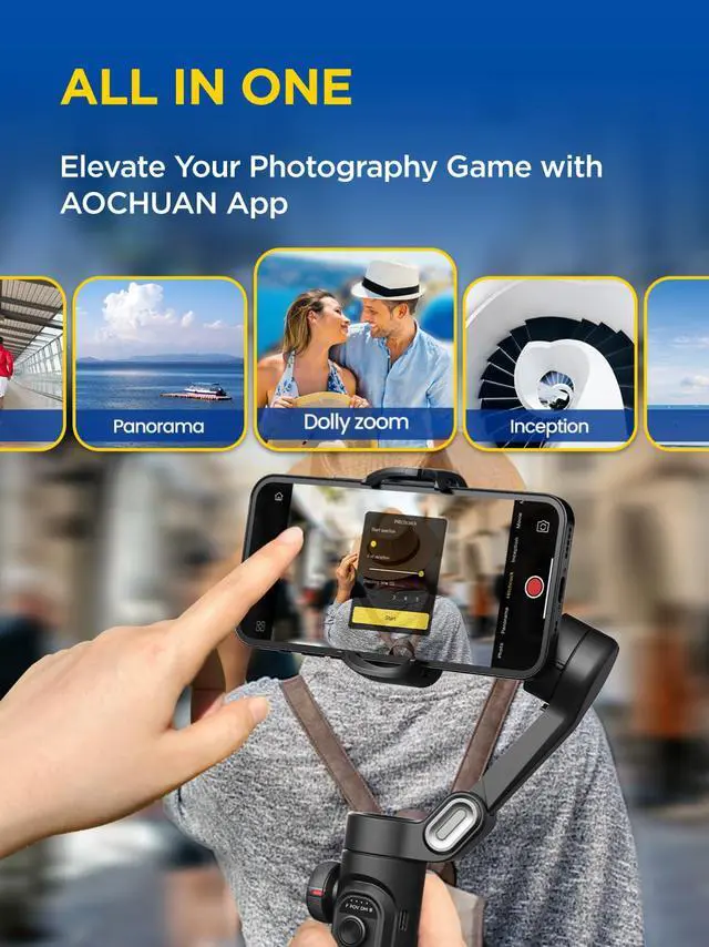 Alt view image 5 of 6 - Gimbal Stabilizer for iPhone Gimbal, Smartphone w/Focus Wheel Face/Object Tracking for iPhone 17 16 15 Pro Max/Android Foldable 3-Axis Handheld Phone Stabilizer for Video Recording -Smart XE