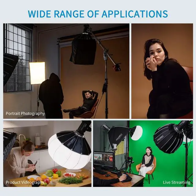 Alt view image 2 of 7 - FSL65 Portable Lantern Softbox, 65cm 25.6 Inch for FEELWORLD FL125D FL125B FL225D FL225B and Other Bowens Mount Video Studio Light, for Live Streaming, Videography, Photography