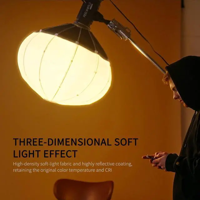Alt view image 3 of 7 - FSL65 Portable Lantern Softbox, 65cm 25.6 Inch for FEELWORLD FL125D FL125B FL225D FL225B and Other Bowens Mount Video Studio Light, for Live Streaming, Videography, Photography