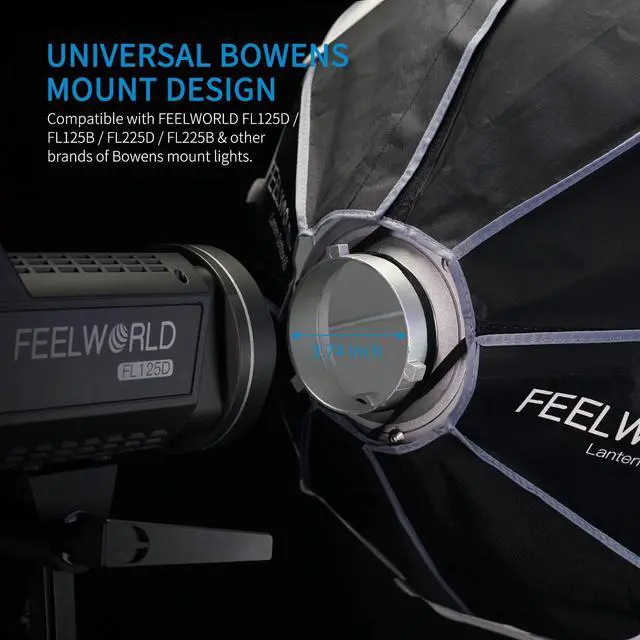 Alt view image 7 of 7 - FSL65 Portable Lantern Softbox, 65cm 25.6 Inch for FEELWORLD FL125D FL125B FL225D FL225B and Other Bowens Mount Video Studio Light, for Live Streaming, Videography, Photography