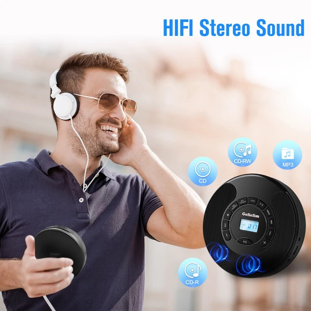 Alt view image 6 of 7 - Portable CD Player for Car, Rechargeable Personal CD Player with FM Transmitter, Bluetooth Transmitter & Receiver, Dual Stereo Speakers, AUX Output, Anti Skip, MP3 CD/CD-R/RW Disc Player