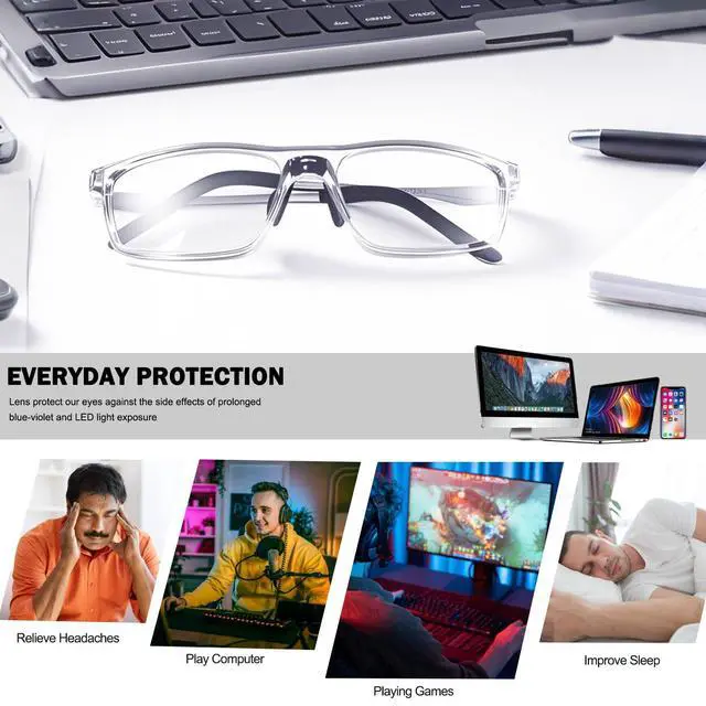 Alt view image 7 of 7 - Photochromic Blue Light Blocking Glasses Anti Eyestrain Computer Gaming Blue Light Screen Blocker Glasses for Men Women