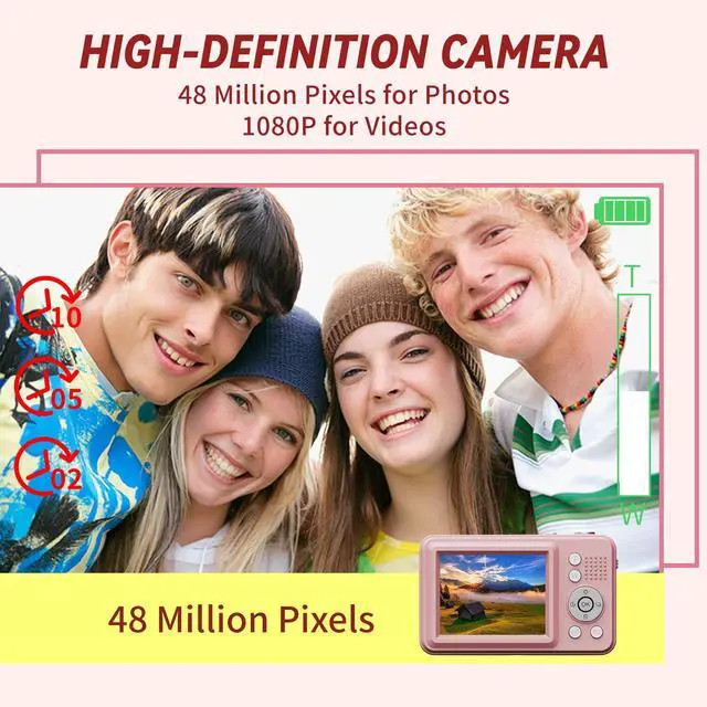 Alt view image 2 of 6 - Digital Cameras FHD Camera for Kid Boys Girls Compact Digital Point and Shoot Camera with 16X Zoom 32GB Card Kids Camera for Kids