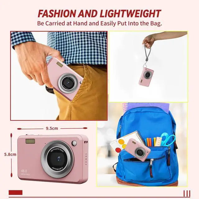 Alt view image 3 of 6 - Digital Cameras FHD Camera for Kid Boys Girls Compact Digital Point and Shoot Camera with 16X Zoom 32GB Card Kids Camera for Kids