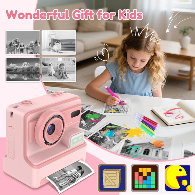 Alt view image 7 of 7 - Kids Camera Instant Print, Christmas Birthday Gifts for Girls Age 3-12, Dual-Lens Selfie Camera for Kids with 1080P Videos, 2.4 Inch Screen, 32GB SD Cards & 3 Rolls Print Paper