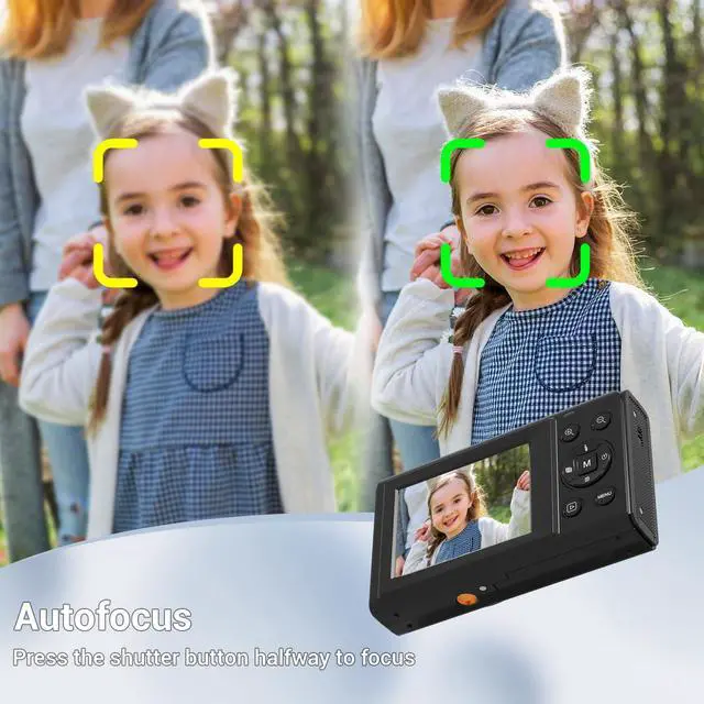 Alt view image 5 of 7 - Digital Camera, 4K 44MP Autofocus Point and Shoot Camera with 16X Zoom 2.4" LCD Portable Compact Camera for Kids Teens Boys Girls Adults