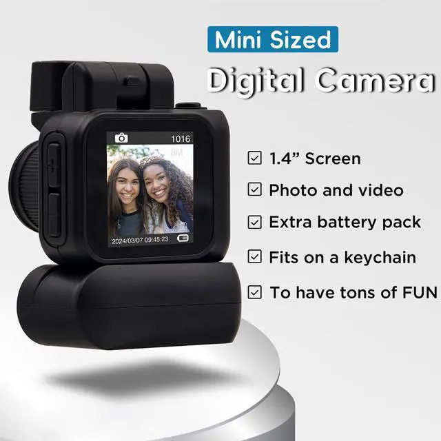 Alt view image 2 of 6 - Digital Camera with 1.4 in LCD Screen 1080P 32GB Card Charging Base Monoreflexes Shaped CMOS Compact Portable Video Recorder Easy to Operate (Black)