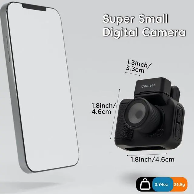 Alt view image 3 of 6 - Digital Camera with 1.4 in LCD Screen 1080P 32GB Card Charging Base Monoreflexes Shaped CMOS Compact Portable Video Recorder Easy to Operate (Black)