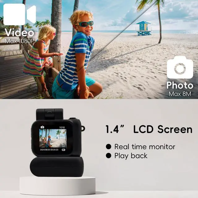 Alt view image 4 of 6 - Digital Camera with 1.4 in LCD Screen 1080P 32GB Card Charging Base Monoreflexes Shaped CMOS Compact Portable Video Recorder Easy to Operate (Black)
