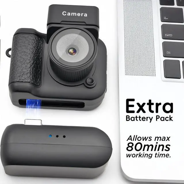 Alt view image 6 of 6 - Digital Camera with 1.4 in LCD Screen 1080P 32GB Card Charging Base Monoreflexes Shaped CMOS Compact Portable Video Recorder Easy to Operate (Black)