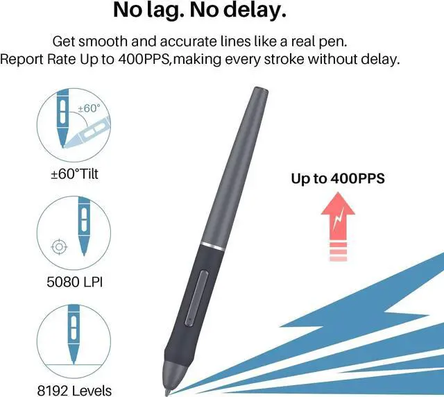 Alt view image 3 of 7 - A1201 Graphics Drawing Tablet Compatible with Android Phone,10x6 Inch Digital Drawing Tablet with 8192 Level Battery-Free Stylus, Supports Tilt,8 Hot Keys, Works with Win, Mac and Android