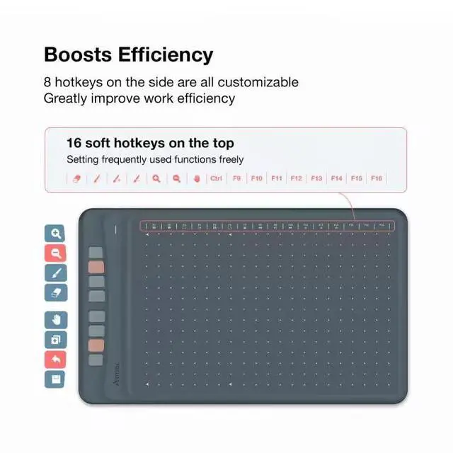 Alt view image 4 of 7 - A1201 Graphics Drawing Tablet Compatible with Android Phone,10x6 Inch Digital Drawing Tablet with 8192 Level Battery-Free Stylus, Supports Tilt,8 Hot Keys, Works with Win, Mac and Android