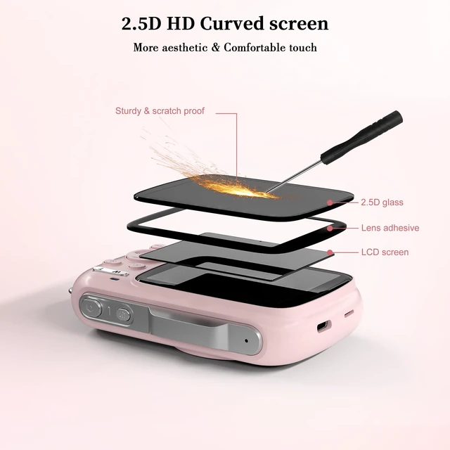 Alt view image 7 of 7 - 4K Compact Digital Camera: 64MP Point and Shoot Cameras for Photography 18X Zoom Portable Small Vlogging Digicam with 32GB TF Card 2 Batteries for Beginners Teens Students Pink