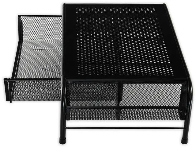 Alt view image 6 of 7 - Metal Desk Monitor Stand Riser with Organizer Drawer, Black, 2 Packs