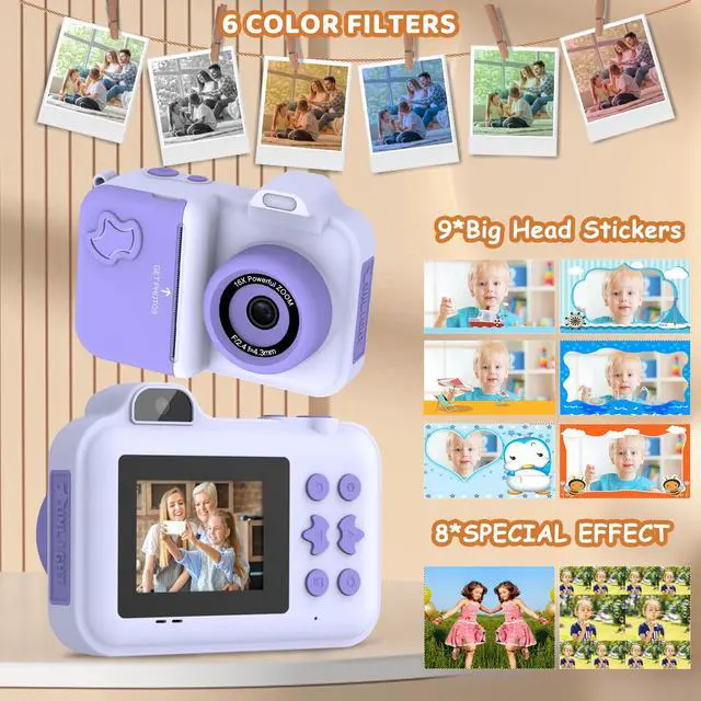 Alt view image 2 of 7 - Kids Camera Instant Print, Christmas Birthday Gifts Toys for Girls Boys Age 4 5 6 7 8 9 10 11 12 Years Old,1080P HD Dual-Lens Selfie Digital Camera with 5 Rolls Print Paper Stickers Pens & 32G Card