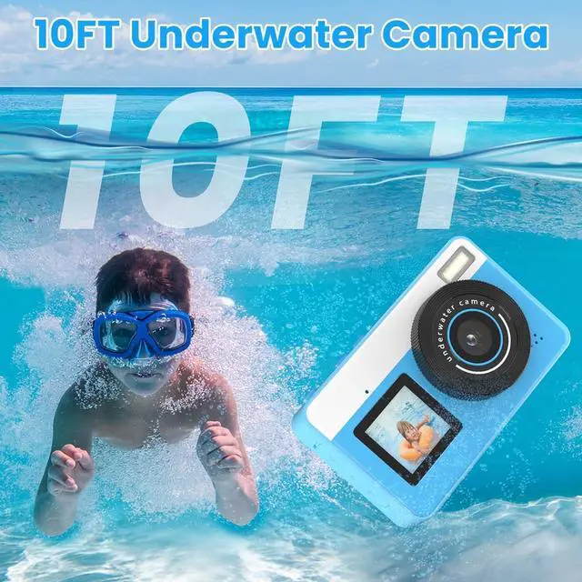 Alt view image 2 of 6 - 4K Digital Camera Waterproof, Point and Shoot Cameras for Photography, 10FT Underwater Camera with Dual Screens,18X Digital Zoom, 32GB TF Card, Selfie Cameras for Teens Beginners Girls Boys Kids(Blue)