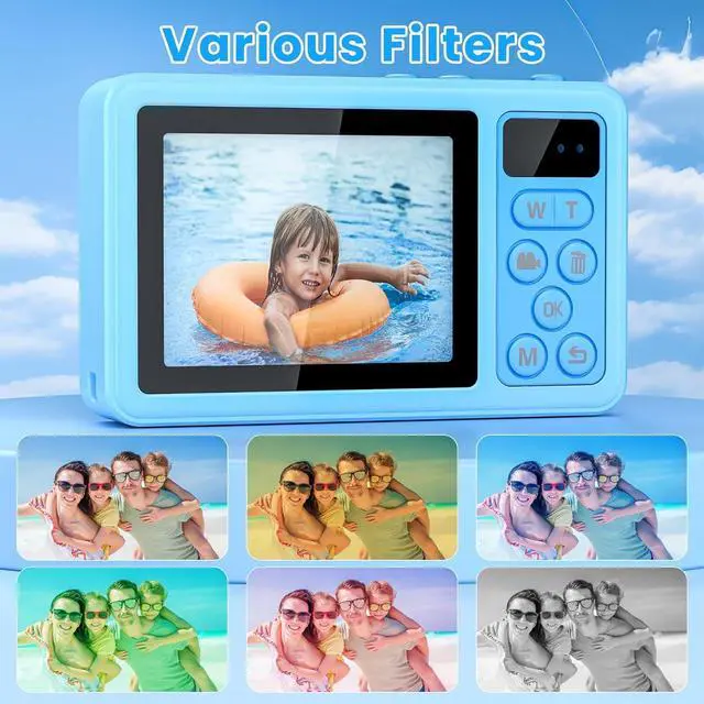 Alt view image 6 of 6 - 4K Digital Camera Waterproof, Point and Shoot Cameras for Photography, 10FT Underwater Camera with Dual Screens,18X Digital Zoom, 32GB TF Card, Selfie Cameras for Teens Beginners Girls Boys Kids(Blue)