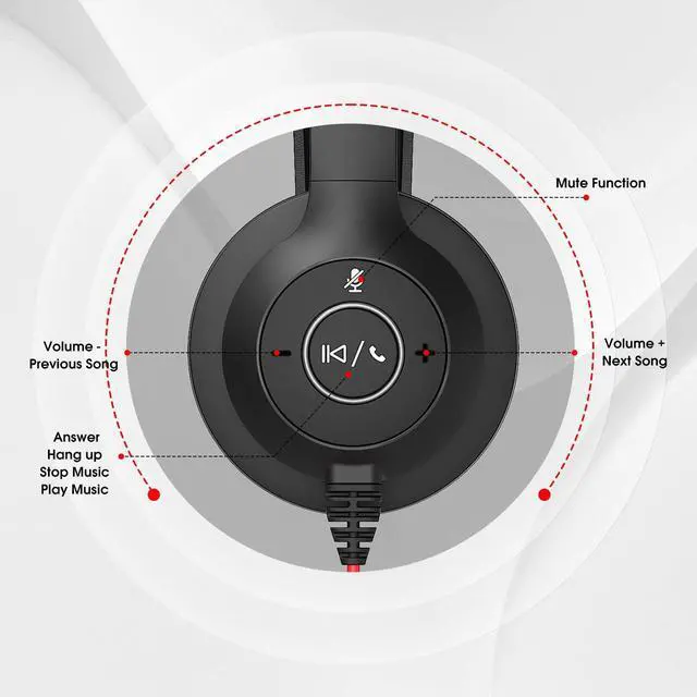 Alt view image 5 of 7 - USB Headset with Microphone for PC/Laptop, Wired Headphones with Noise Cancelling Mic, USB C & USB A, All-day Comfort, Lightweight Computer Headset for Home Office, Call Center, School, Remote Work