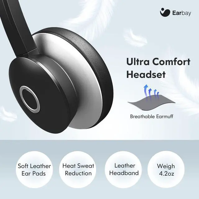 Alt view image 5 of 7 - USB Headset with Microphone for PC, Computer Headset with Microphone Noise Cancelling for Laptop, 3.5mm Jack On-Ear Wired Headphones with Mic, Volume Control for Call Center/Skype/Zoom/Webinar