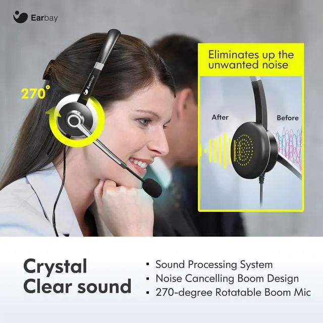 Alt view image 6 of 7 - USB Headset with Microphone for PC, Computer Headset with Microphone Noise Cancelling for Laptop, 3.5mm Jack On-Ear Wired Headphones with Mic, Volume Control for Call Center/Skype/Zoom/Webinar