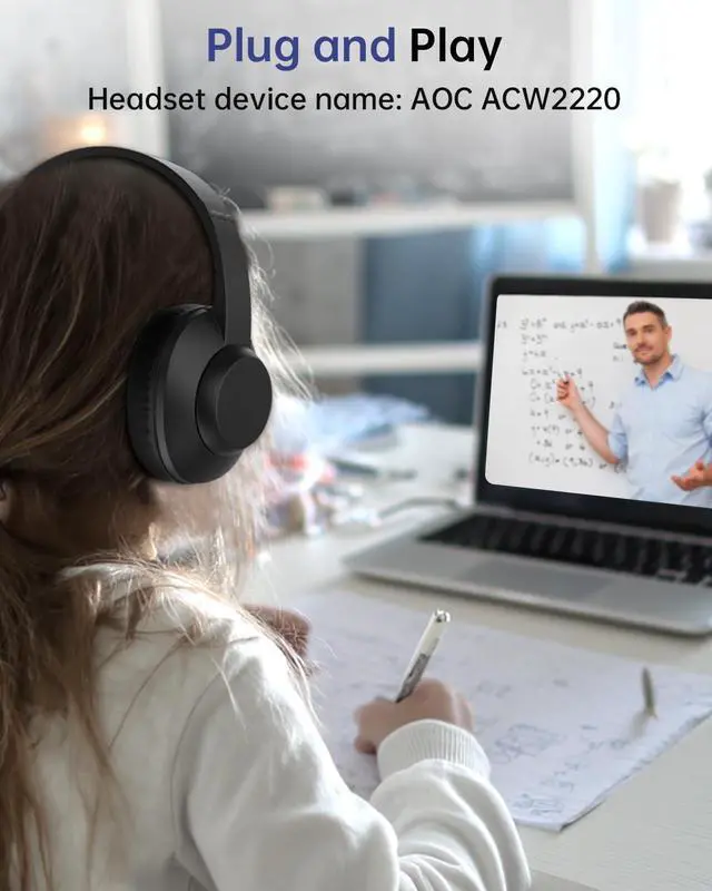 Alt view image 6 of 7 - USB Headset with Microphone for PC, Over-Ear Wired Headphones with Mic, Noise-Cancelling Boom, 40mm Audio Drivers, USB-A/C Compatibility for Office, Call Centers & Online Meetings (Black)