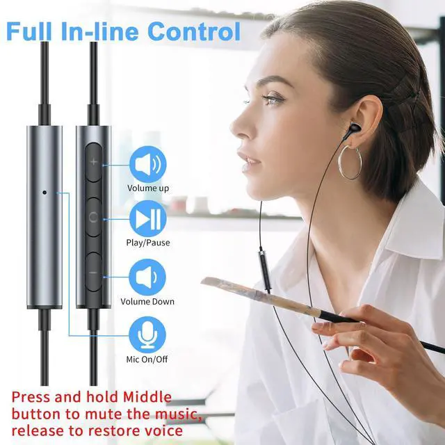 Alt view image 7 of 7 - USB Earbuds with Microphone for PC Laptop,Wired USBA Headset,Black | in Ear Buds Noise Isolating Light Laptop Earphones,Headphones with Mic for Dell HP Computer PC Office Zoom Work Gaming School