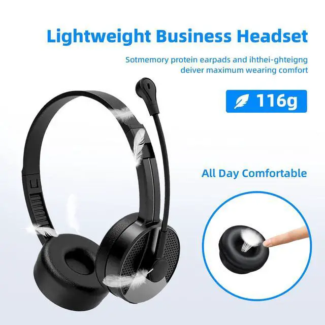Alt view image 2 of 6 - USB Headset with Microphone for PC, 3.5mm Jack 2 in 1,Wired Stereo Computer Headphone,Lightweight Headset with Volume Control Wired Headset Low Latency for Laptop, Skype, Zoom