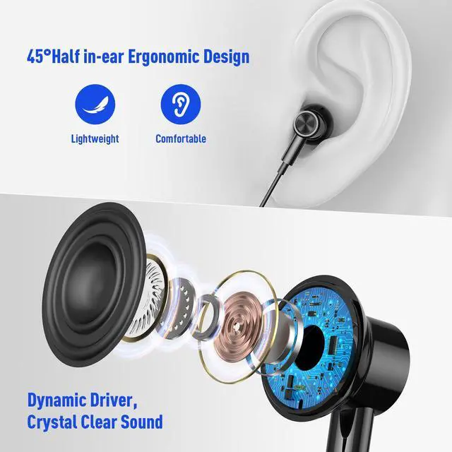 Alt view image 4 of 7 - USB Headphones for PC Laptop Magnetic 7.5ft Wired Earbuds,Computer Headset with Mic Control Mute Noise Isolate Cord in Ear Gaming Earphone for MacBook Pro Office Work School Zoom Chromebook