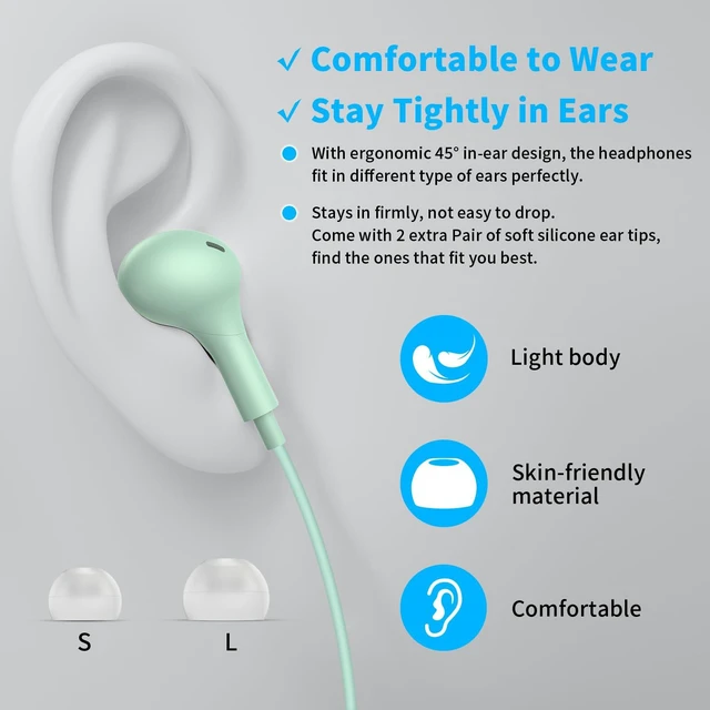 Alt view image 5 of 7 - USB Headphones with Mic for Laptop PC, 7.5ft Magnetic Wired Earbuds Green Noise Isolation in-Ear Earphones with Mute Volume Control Stereo Bass for Dell/HP/Acer/Chromebook/Desktop/Zoom Meeting/School