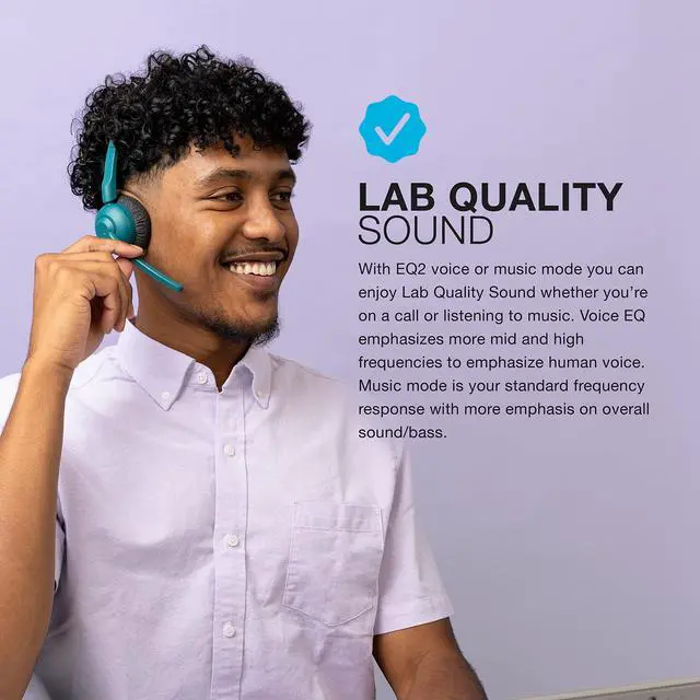 Alt view image 3 of 7 - Go Work Pop On-Ear Wireless Headset, Teal, 50+ Hours Playtime, Bluetooth Multipoint, Rotating Boom Mic, Noise Canceling MEMS Microphone, Light-Weight and Portable, for PC/Mac or Mobile
