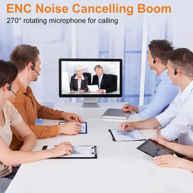 Alt view image 2 of 7 - Latest Bluetooth 5.3 Headset w/Noise Canceling Boom Mic, Wireless Headset for Phone PC Computer Latop, Lightweight and Comfortable Headphone for Office Meeting Home Working Calling, 10H