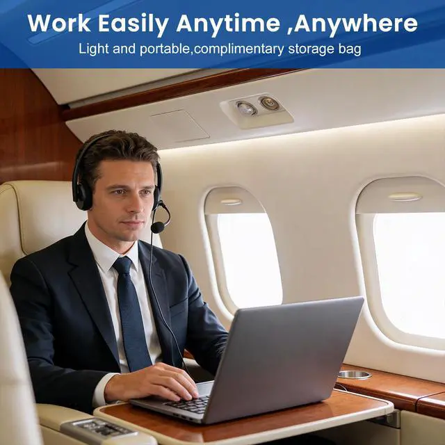 Alt view image 7 of 7 - USB Computer Headset with Noise Cancelling Microphone for PC, Call Center Headphones for Office Zoom Skype Teams, Online Class, Lightweight with USB/Type-c Jack & Volume Control