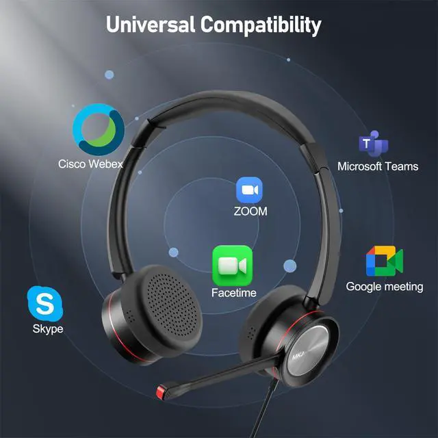 Alt view image 5 of 7 - USB Headset with Microphone for Work, Wired Computer Headset for Business Calls, Noise Canceling Call Center Headphone for Office PC, Laptop, Zoom, Teams, Webinars, Softphones, Virtual Learning