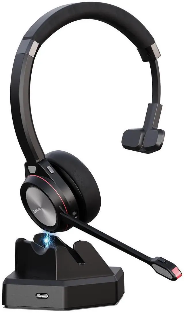 Main image of Bluetooth Headset with Microphone & Mute Button, 30 Hrs Working Time, Mono Noise Cancelling for PC Laptop Teams Zooms Work Business Meeting