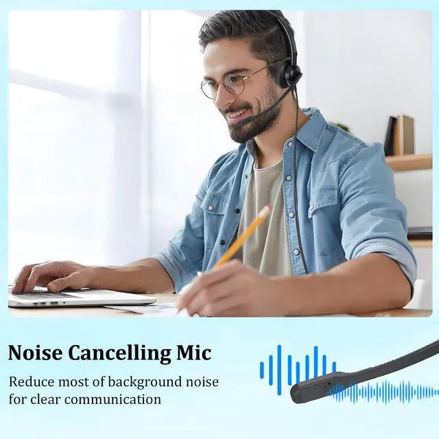 Alt view image 2 of 7 - Wired Headphones with Mic, USB Headset with Microphone for PC Stereo Computer Headphones for Laptop PC Mac Zoom Teams Call Center Home Office