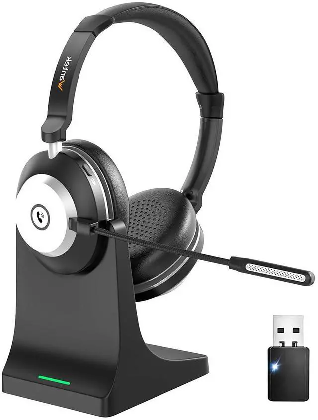 Main image of Headset with Mic for Work, Bluetooth Headset with Microphone (Noise Cancelling & Mute Button), Wireless Headphones with Mic for Work from Home/Office/PC/Call Center/Computer/Laptop/Teams/Zoom