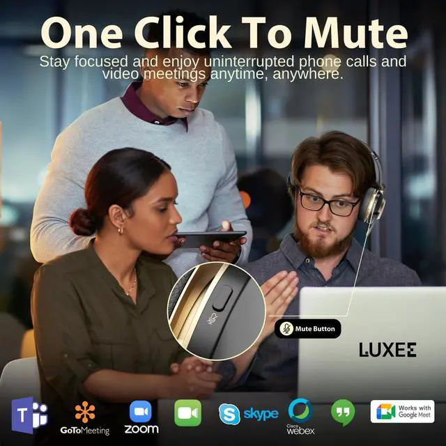 Alt view image 2 of 7 - Wireless Headset with Mic - Noise Cancelling Bluetooth Headphones for Truckers, Zoom & Computer - V5.3 Long Battery Life Single-Ear Wireless Headphone for Office, Home & Driving