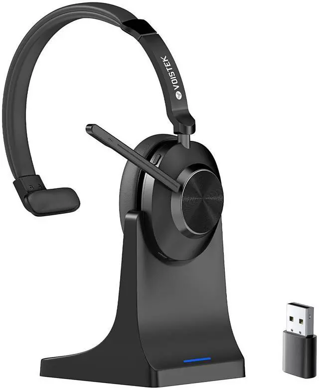 Main image of Wireless Headset for Work, Single-Ear Bluetooth Headset with Noise Cancelling Microphone,USB Dongle, Clear Calls & Mic Mute for Work from Home/Office/PC/Call Center/Computer/Laptop/Teams/Zoom