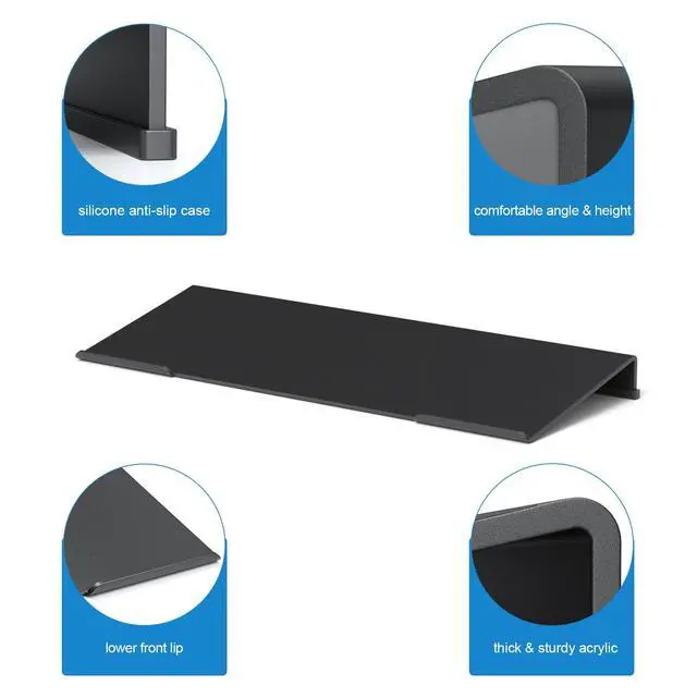 Alt view image 5 of 7 - Comfortable Computer Keyboard Stand - Ergonomic Keyboard Riser Acrylic Tilted Keyboard Holder for Easy Typing&Working at Home Office - Fits All Keyboard Sizes - 17'' Wide (Matte Black)