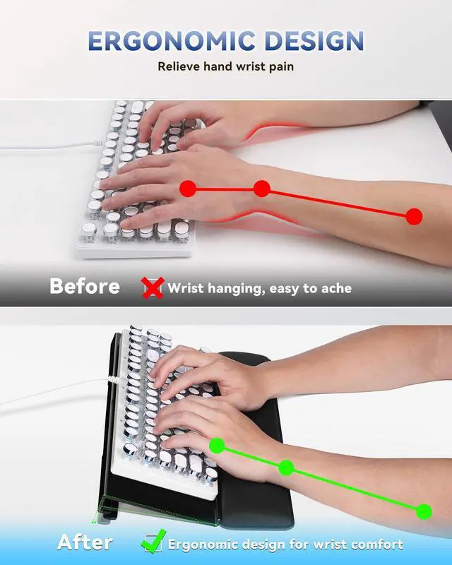 Alt view image 5 of 6 - Computer Keyboard Stand for Desktop, 2-Level Height Adjustment Keyboard Wrist Rest, Non-Slip Key Board Riser Pad for Office, Gaming, and Home Desks