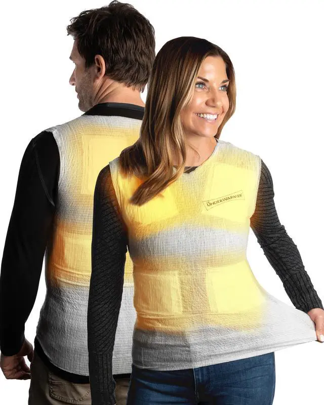 Main image of Single-Use Heated Vest Shirt | Compression Baselayer | 8 Built in Heat Packs | Body Warmer | White