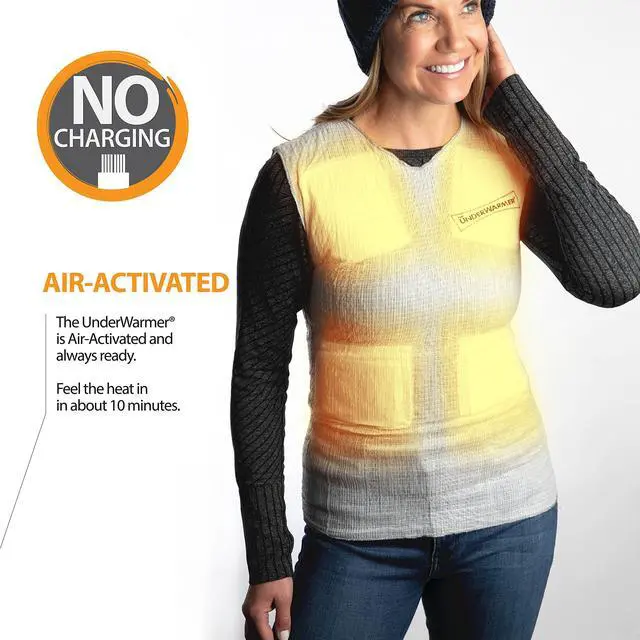 Alt view image 2 of 7 - Single-Use Heated Vest Shirt | Compression Baselayer | 8 Built in Heat Packs | Body Warmer | White