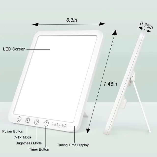 Alt view image 2 of 6 - Light Therapy Lamp, 15000 Lx Sun Lamp,3 Color Temperature, 5 Levels of Adjustable Brightness and Timer Function Light Lamp, Touch Control, Rotatable Stand, Memory Function, Home/Office Use