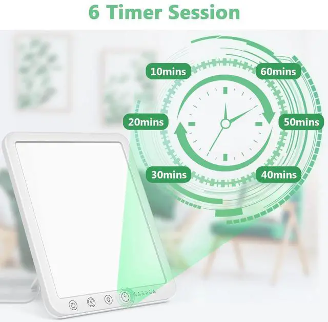 Alt view image 4 of 6 - Light Therapy Lamp, 15000 Lx Sun Lamp,3 Color Temperature, 5 Levels of Adjustable Brightness and Timer Function Light Lamp, Touch Control, Rotatable Stand, Memory Function, Home/Office Use