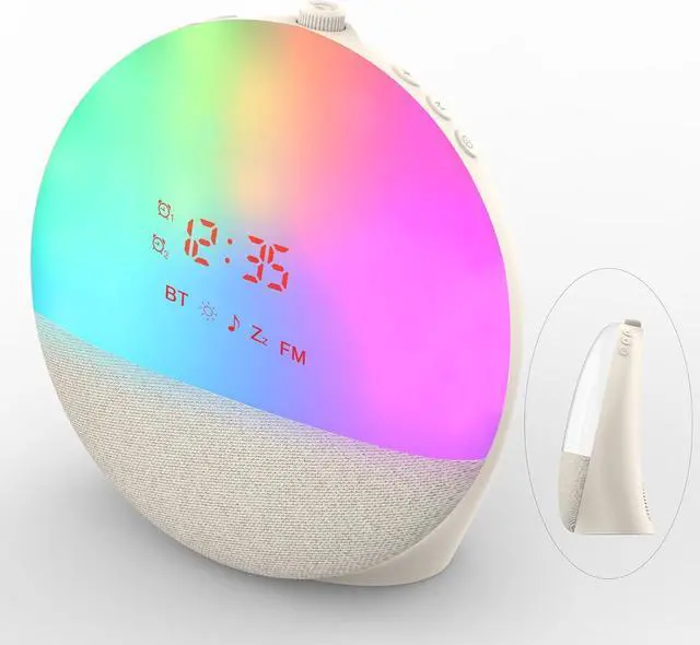 Main image of Sunrise Alarm Clock, Wake Up Light with Natural Sunrise Simulation, White Noise Machine, Bluetooth Speaker, RGB Night Light, Sleep Aid Music Player for Deep Sleepers, Bedroom Bedside Decor