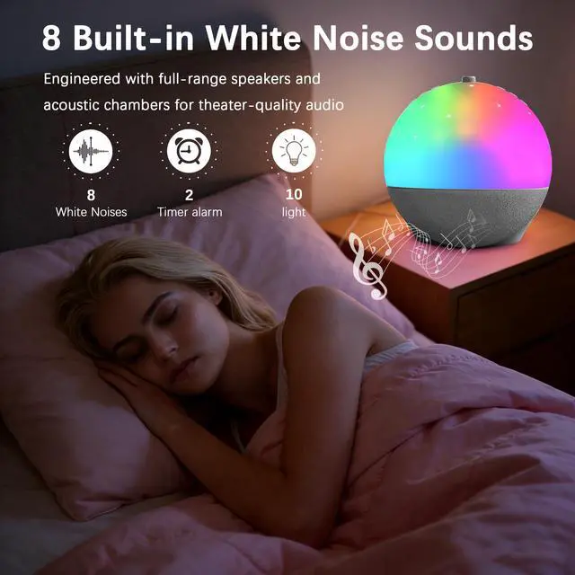 Alt view image 4 of 7 - Sunrise Alarm Clock, Wake Up Light with Natural Sunrise Simulation, White Noise Machine, Bluetooth Speaker, RGB Night Light, Sleep Aid Music Player for Deep Sleepers, Bedroom Bedside Decor